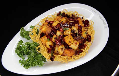 Spicy crispy tofu noodles